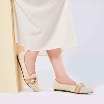 BEJINASH Women's Elegant Washable Bow Flats - Comfort & Style