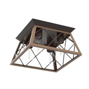 FadimiKoo Flush Mount Ceiling Light Fixtures for Kitchen Hallway, 4-Light Close to Ceiling Lighting, Industrial Farmhouse Square Cage Ceiling Lamp for Dining Room, Living Room, Bulb Not Included