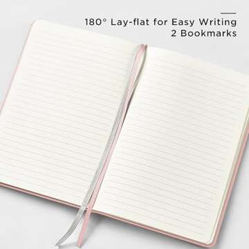 A5 Lined Leather Journal and Pen Set, Hardcover Notebook with Pen, 160 Pages 100gsm Thick Ruled Paper for Men Women, for Work, Business, School or Home Writing, 5.7'' x 8'', Gift Box Included (Pink)