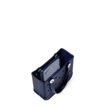 BOGG BAG Bitty Waterproof Washable Tip Proof Durable Open Tote Bag for the Beach Boat Pool Sports 11x8.5x4.5 - Lightweight Cute Tote Bag - Durable Rubber Bags For Women - Navy