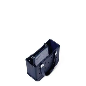 BOGG BAG Bitty Waterproof Washable Tip Proof Durable Open Tote Bag for the Beach Boat Pool Sports 11x8.5x4.5 - Lightweight Cute Tote Bag - Durable Rubber Bags For Women - Navy