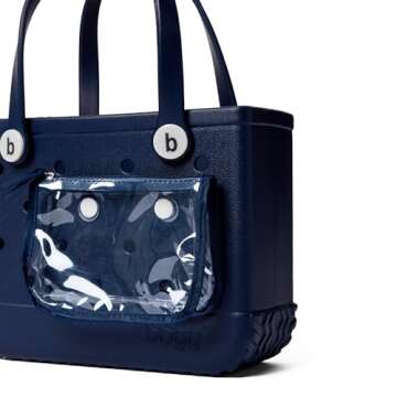 BOGG BAG Bitty Waterproof Washable Tip Proof Durable Open Tote Bag for the Beach Boat Pool Sports 11x8.5x4.5 - Lightweight Cute Tote Bag - Durable Rubber Bags For Women - Navy