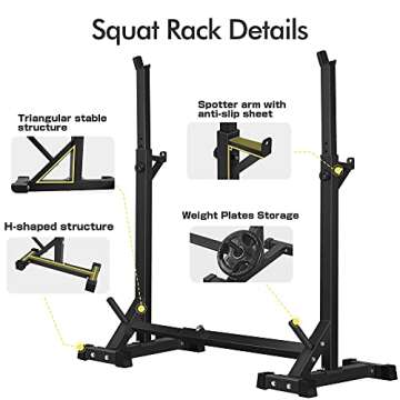 CANPA Adjustable Squat Rack Stand Multi-Function Barbell Rack Weight Lifting Gym Dumbbell Racks Home...