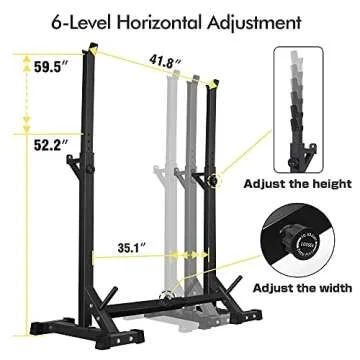 CANPA Adjustable Squat Rack Stand Multi-Function Barbell Rack Weight Lifting Gym Dumbbell Racks Home Gym Bench Press Rack Dumbbell Racks Stands 600Lbs （Black)