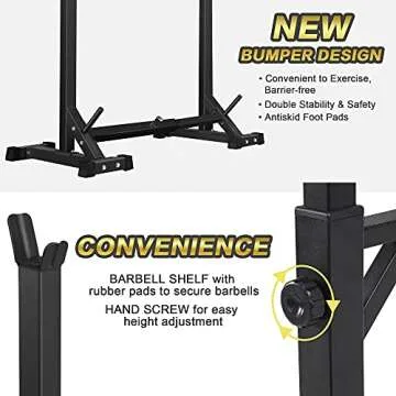 CANPA Adjustable Squat Rack Stand Multi-Function Barbell Rack Weight Lifting Gym Dumbbell Racks Home Gym Bench Press Rack Dumbbell Racks Stands 600Lbs （Black)
