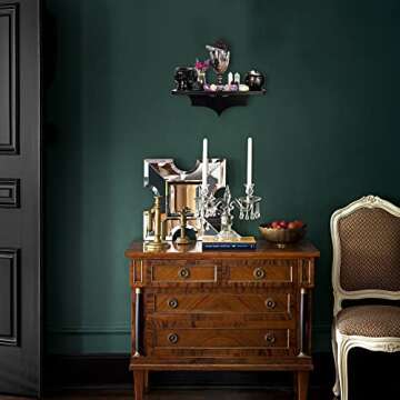 Bat Shelf Gothic Decor - Spooky Wall Decor for Bedroom & Apartment - Floating Shelf with Hooks - Wal...