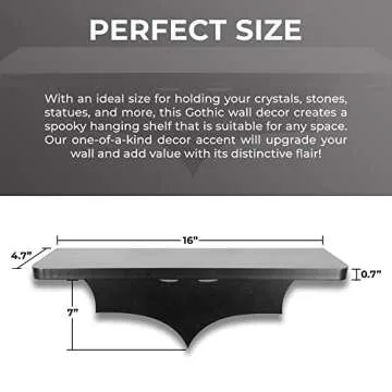 Bat Shelf Gothic Decor - Spooky Wall Decor for Bedroom & Apartment - Floating Shelf with Hooks - Wall Hanging Display Shelves - Home Decor Accents Unique, Halloween Accents for Gothic Decor