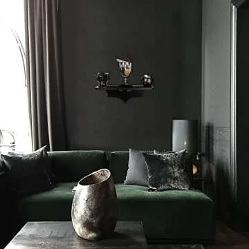 Bat Shelf Gothic Decor - Spooky Wall Decor for Bedroom & Apartment - Floating Shelf with Hooks - Wall Hanging Display Shelves - Home Decor Accents Unique, Halloween Accents for Gothic Decor