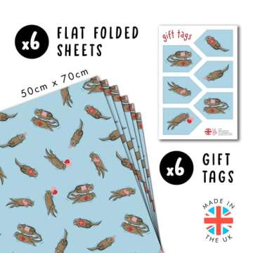 CENTRAL 23 6x Wrapping Paper Sheets - Birthday Otter Gift Wrap For Men Women - Friends Wrapping Pape...