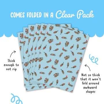 CENTRAL 23 6x Wrapping Paper Sheets - Birthday Otter Gift Wrap For Men Women - Friends Wrapping Paper - Valentines Day Wrapping Paper For Him Her - Christmas Wrapping Paper Blue Comes With Stickers