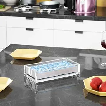 HIIMIEI Acrylic Napkin Holder for Bathroom, Acrylic Guest Towel Holder, Bathroom Napkins Guest Disposable Holder, Hand Towel Tray for Kitchen, Parties, Weddings, Party, Hotel, Restaurant（Clear）