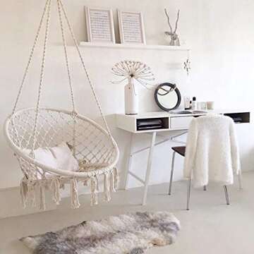 Caromy Macrame Swing Chair - Cozy Hanging Chair