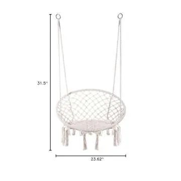 Caromy Macrame Swing Chair - Cozy Hanging Chair