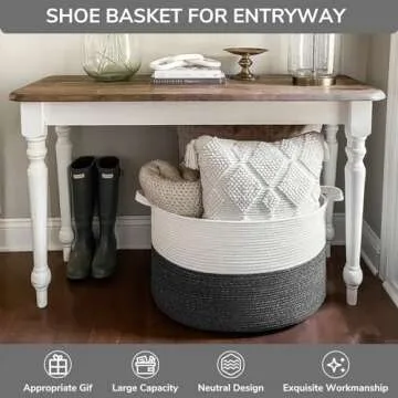 INDRESSME XXXLarge Cotton Rope Storage Basket for Home