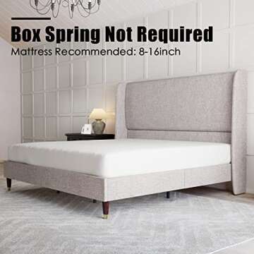 PaPaJet King Platform Bed Frame with Wingback Design