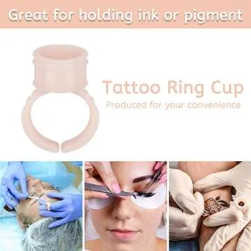 Ruiqas Tattoo Ink Ring Cup 100pcs, Silicone Eyebrow Nail Art Pigments Rings Holder Container Tool