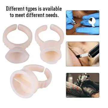 Ruiqas Tattoo Ink Ring Cup 100pcs, Silicone Eyebrow Nail Art Pigments Rings Holder Container Tool