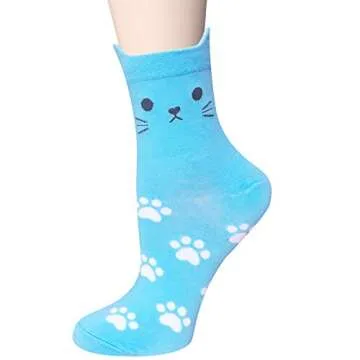 Chalier 5 Pairs Womens Funny socks Cozy Cute Printed Patterned Fun Socks Novelty Cat Socks for Women Gifts