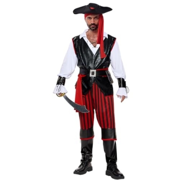 Spooktacular Creations Pirate Costume for Men - Deluxe Caribbean Sea Captain Outfit