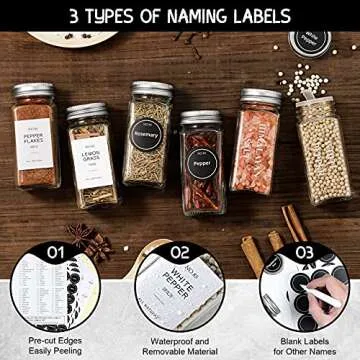 NETANY 36 Pcs Glass Spice Jars Set with Labels and Funnel