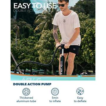 DAMA Blow Up Paddle Boards Adults 9'6"x30"x6", Traveling Board, Yoga Board,Camera Seat, Floating Paddle, Hand Pump, Waterproof Bag, Leash, Board Carrier, for Surfing, All Round Board