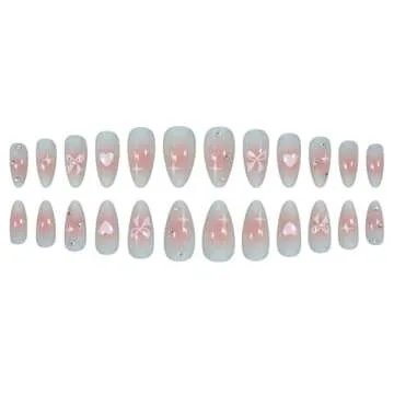 Ombre Pink Press on Nails with Heart Design for Women
