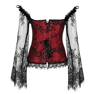 SZIVYSHI Women's Red Lace Corset Top - Elegant Style