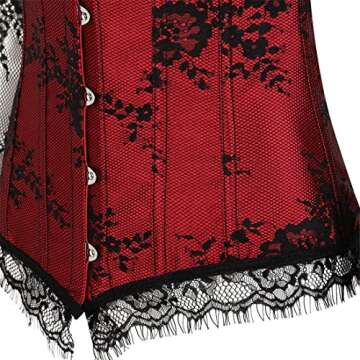 SZIVYSHI Women's Red Lace Corset Top - Elegant Style