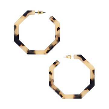 wowshow Acrylic Resin Hoop Earrings for Women Statement Fashion Geometric Octagon Earrings