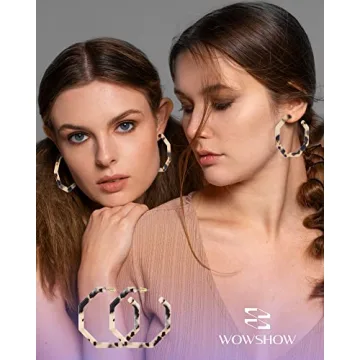 wowshow Acrylic Resin Hoop Earrings for Women Statement Fashion Geometric Octagon Earrings