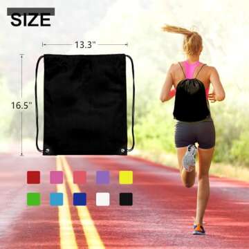 Grneric 50Pcs Drawstring Backpack Bulk Cinch Bag, Drawstring Bags Polyester for Gym Sports Beach Party Trip (Black)