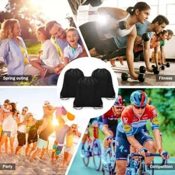 Grneric 50Pcs Drawstring Backpack Bulk Cinch Bag, Drawstring Bags Polyester for Gym Sports Beach Party Trip (Black)
