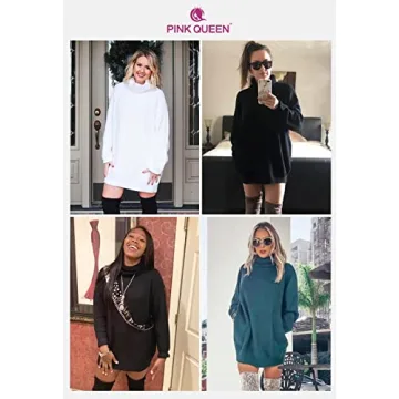 Stylish Pink Queen Oversized Turtleneck Sweater Dress