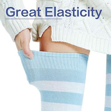 Kayhoma Extra Long Cotton Thigh High Socks for Women