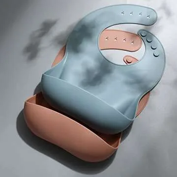 Eascrozn Silicone Baby Bibs for Babies & Toddlers Set of 3, BPA Free Unisex Soft Adjustable Fit Waterproof Feeding Bibs