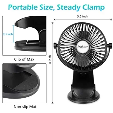SkyGenius Mini Clip-on Fan for Strollers and Travel