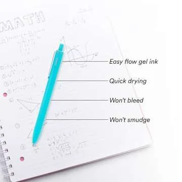 Poppin Retractable Gel Pens - Fine Point Pens for Journaling, 0.7mm Tip, Smooth Writing Gel Ink Pens with Metal Clip, Stylish Retractable Pens, 6 Pack of Pens (Aqua with Blue Ink)