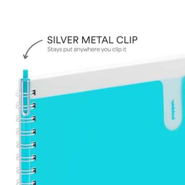 Poppin Retractable Gel Pens - Fine Point Pens for Journaling, 0.7mm Tip, Smooth Writing Gel Ink Pens with Metal Clip, Stylish Retractable Pens, 6 Pack of Pens (Aqua with Blue Ink)