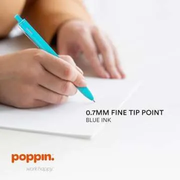 Poppin Retractable Gel Pens - Fine Point Pens for Journaling, 0.7mm Tip, Smooth Writing Gel Ink Pens with Metal Clip, Stylish Retractable Pens, 6 Pack of Pens (Aqua with Blue Ink)