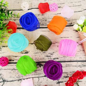 Shappy 28 Pieces Scarves Square Juggling Silk Scarves Dance Scarves Props Magic Trick Scarves 14 Colors Colorful Scarves for Music 24 by 24 Inches