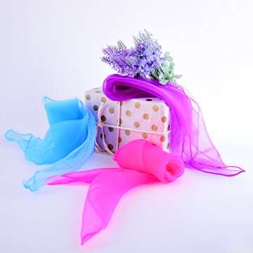 Shappy 28 Pieces Scarves Square Juggling Silk Scarves Dance Scarves Props Magic Trick Scarves 14 Colors Colorful Scarves for Music 24 by 24 Inches