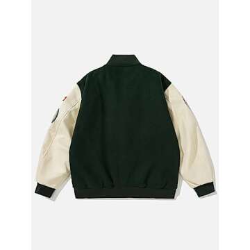 Aelfric Eden Vintage Patchwork Varsity Jacket Oversized Streetwear Letter Graphic Jacket Unisex Embroidery Casual Coats