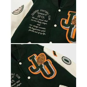 Aelfric Eden Vintage Patchwork Varsity Jacket Oversized Streetwear Letter Graphic Jacket Unisex Embroidery Casual Coats