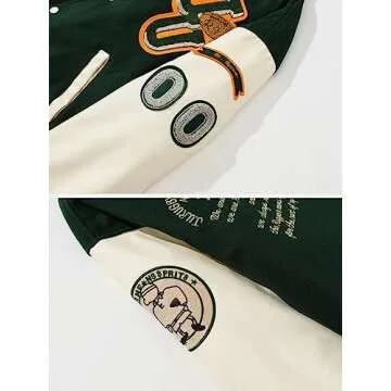 Aelfric Eden Vintage Patchwork Varsity Jacket Oversized Streetwear Letter Graphic Jacket Unisex Embroidery Casual Coats