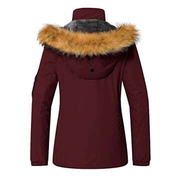 wantdo Women's Fleece Ski Jacket Winter Snow Coat Short Parka Wine Red S