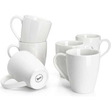16 Ounce Sweese Porcelain Coffee Mugs Set of 6