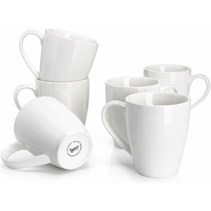 16 Ounce Sweese Porcelain Coffee Mugs Set of 6