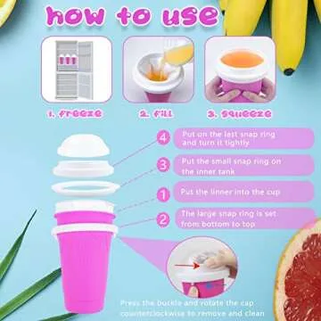 Hoinvaet® Magic Slushy Maker Squeeze Cup Slushie Maker, Homemade Milk Shake Maker Cooling Cup Squee DIY Birthday Gifts for Kid (Pink)