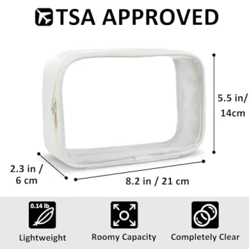 Moyad Clear Toiletry Bag Makeup Bags TSA Approved Travel Toiletry Bag for Carry-on (Beige, 2 Pack)