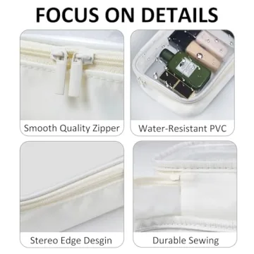 Moyad Clear Toiletry Bag Makeup Bags TSA Approved Travel Toiletry Bag for Carry-on (Beige, 2 Pack)